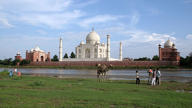 Taj Mahal from the banks of river yamuna